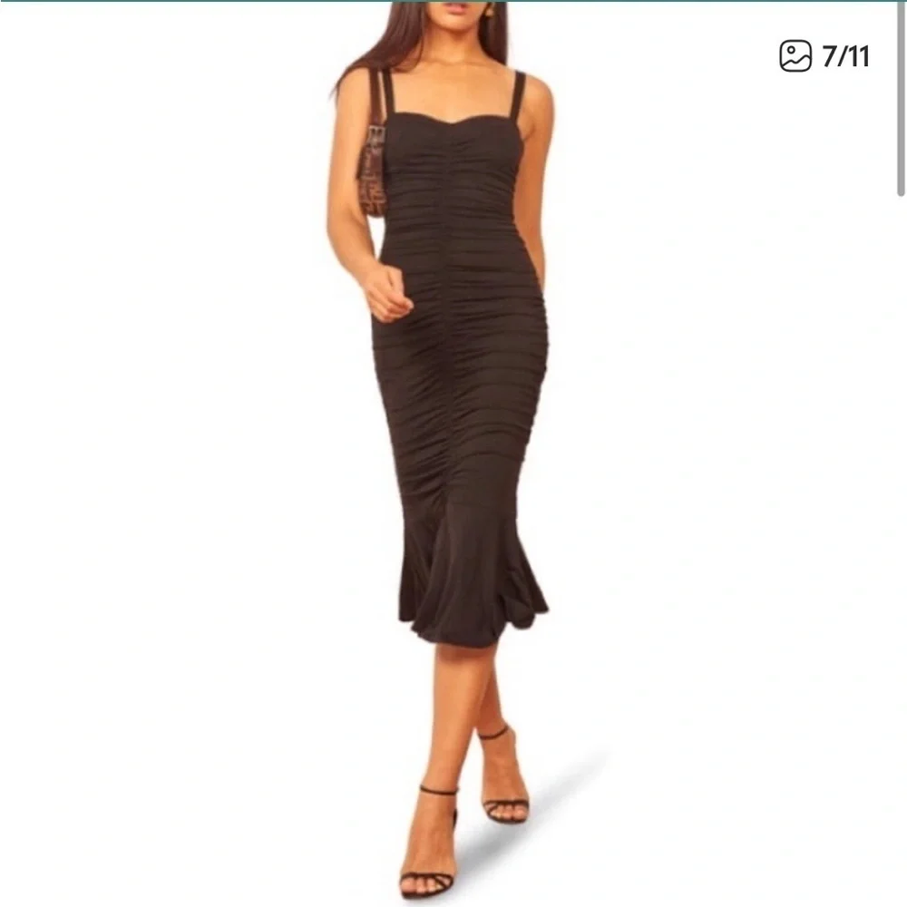 Reformation Ruched Midi Dress